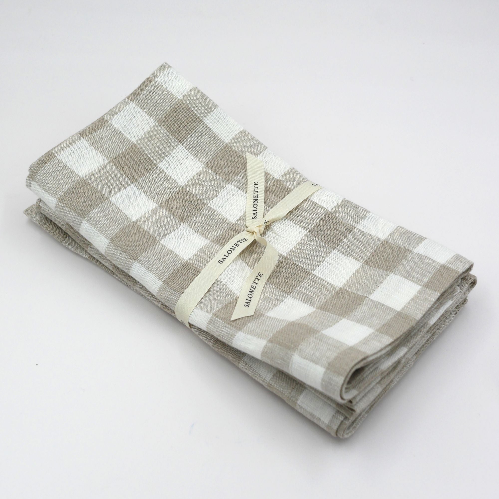 Leinenservietten Beige kariert (6er)