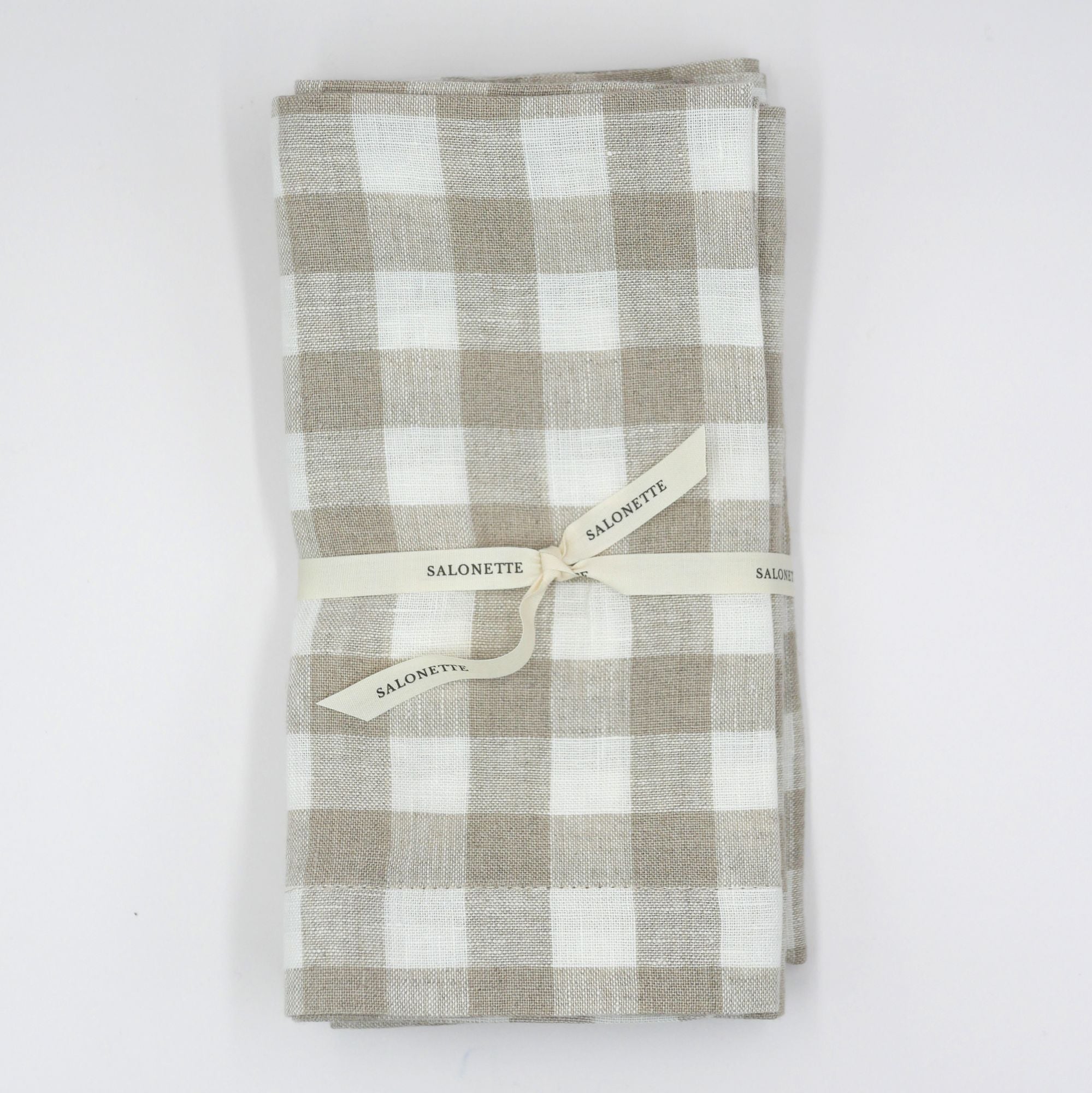 Leinenservietten Beige kariert (6er)
