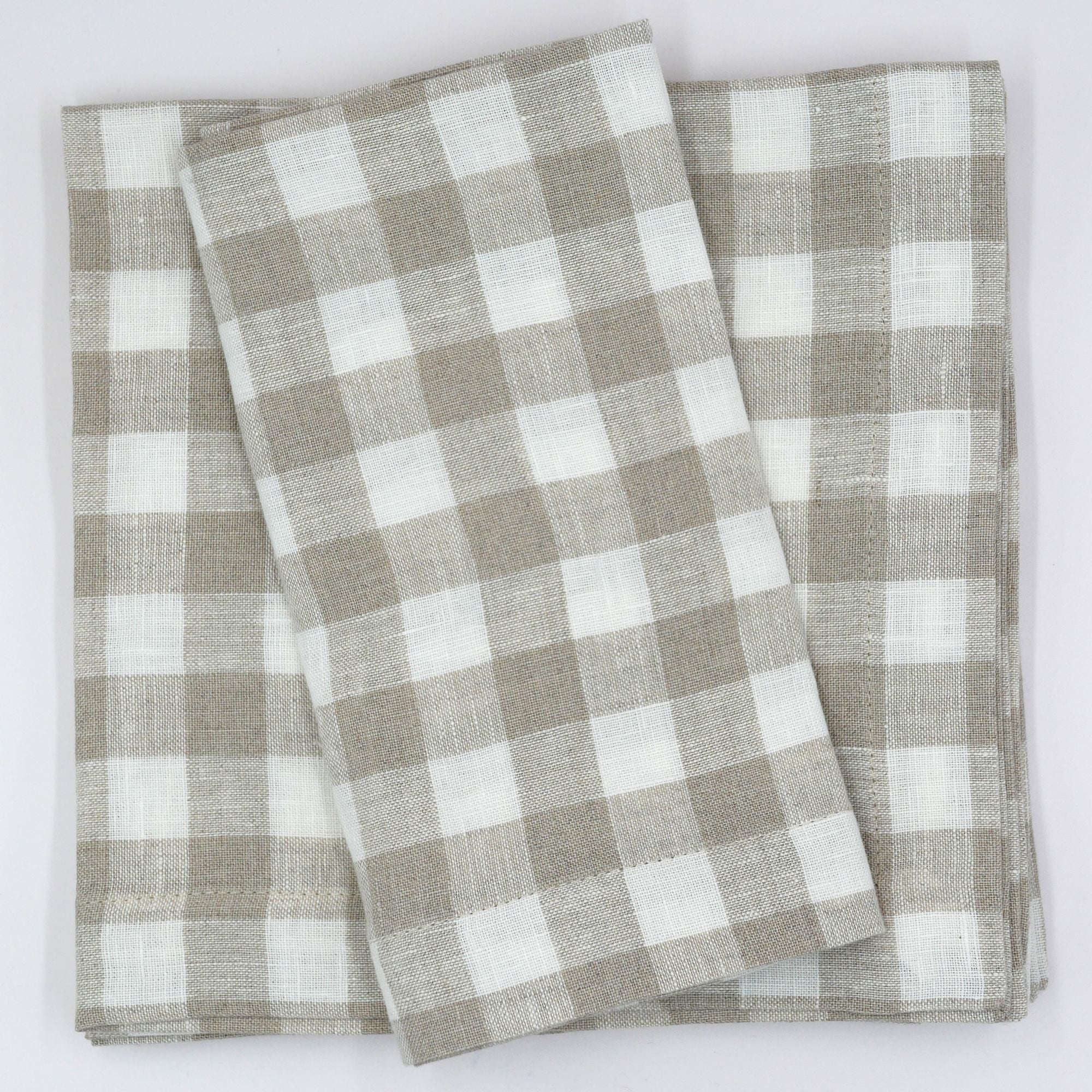 Leinenservietten Beige kariert (6er)