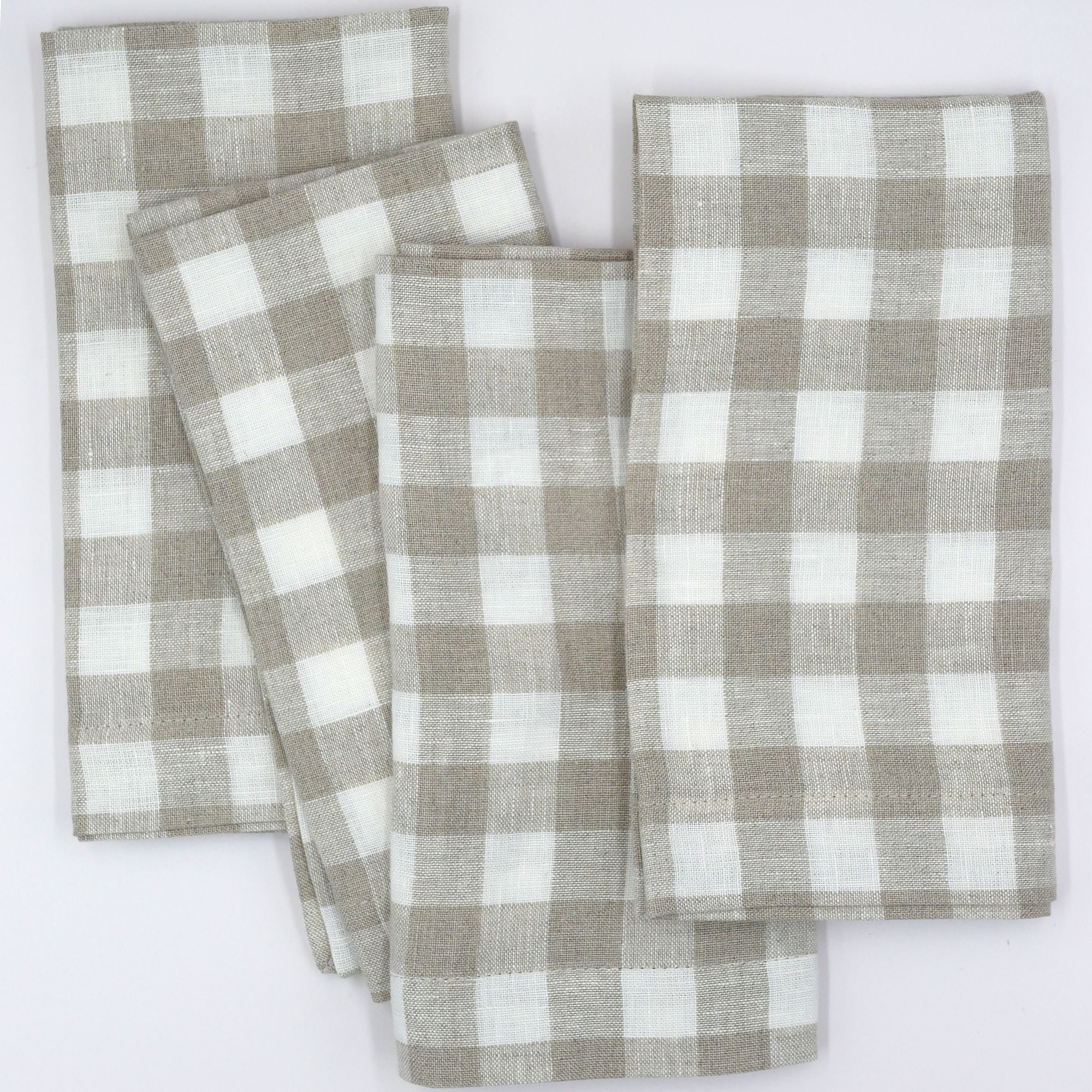 Leinenservietten Beige kariert (6er)