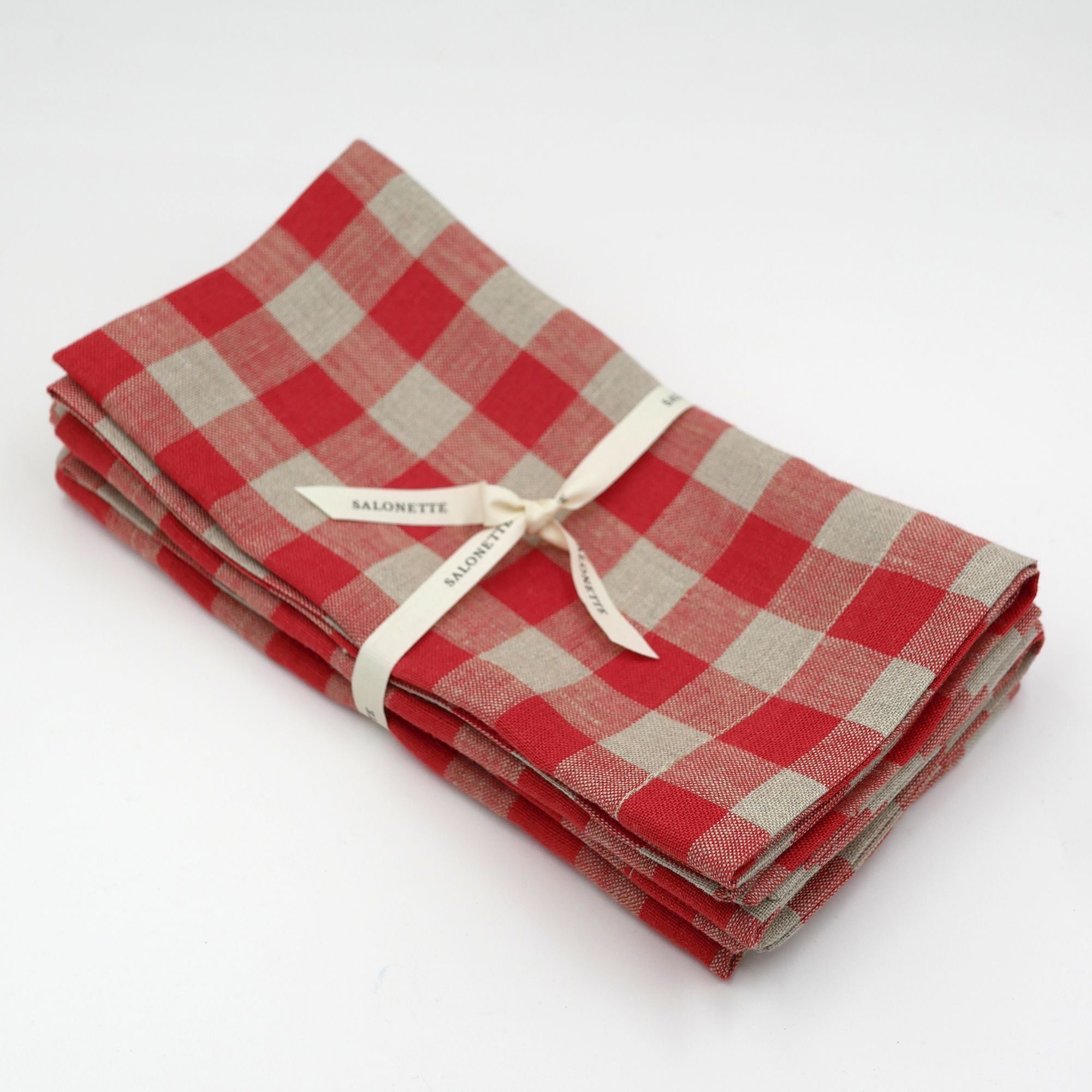 Leinenservietten rot kariert (6er)