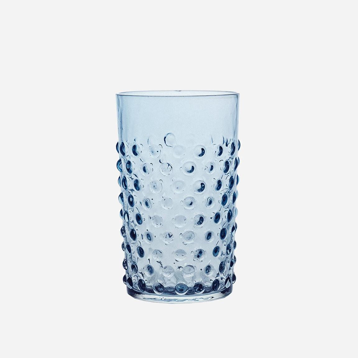 Wasserglas mit Noppen blau
