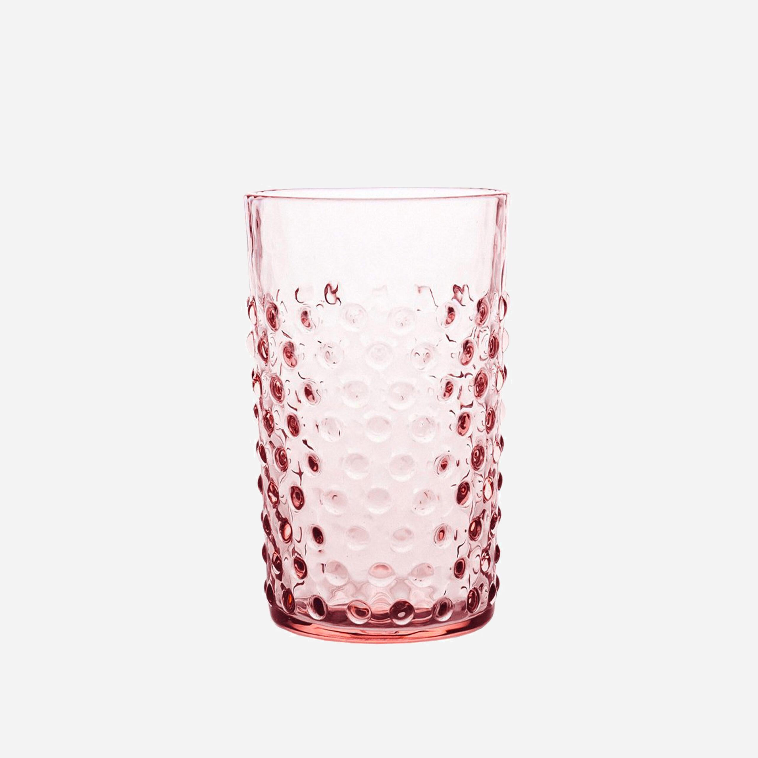 Wasserglas mit Noppen rosa