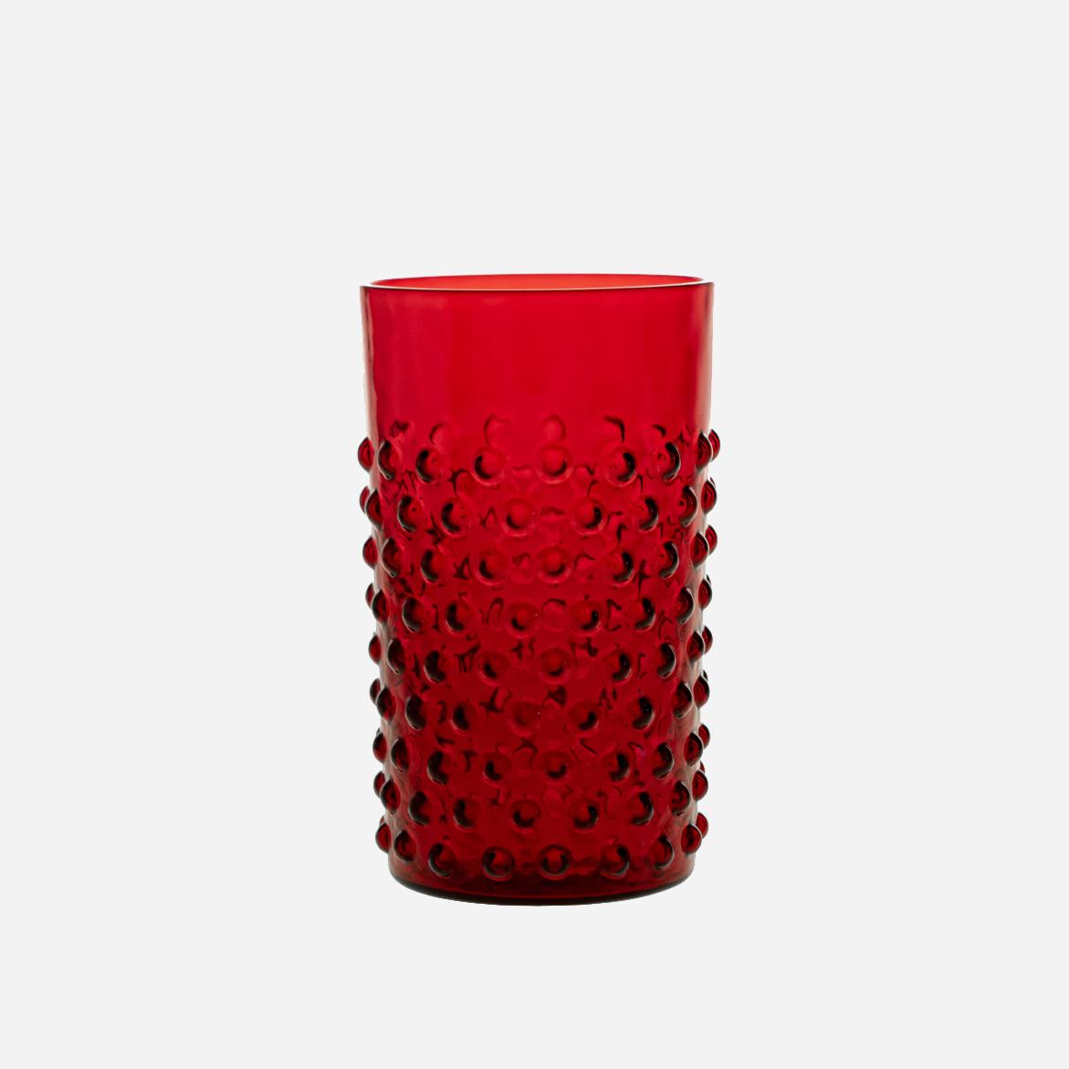 Wasserglas mit Noppen rot