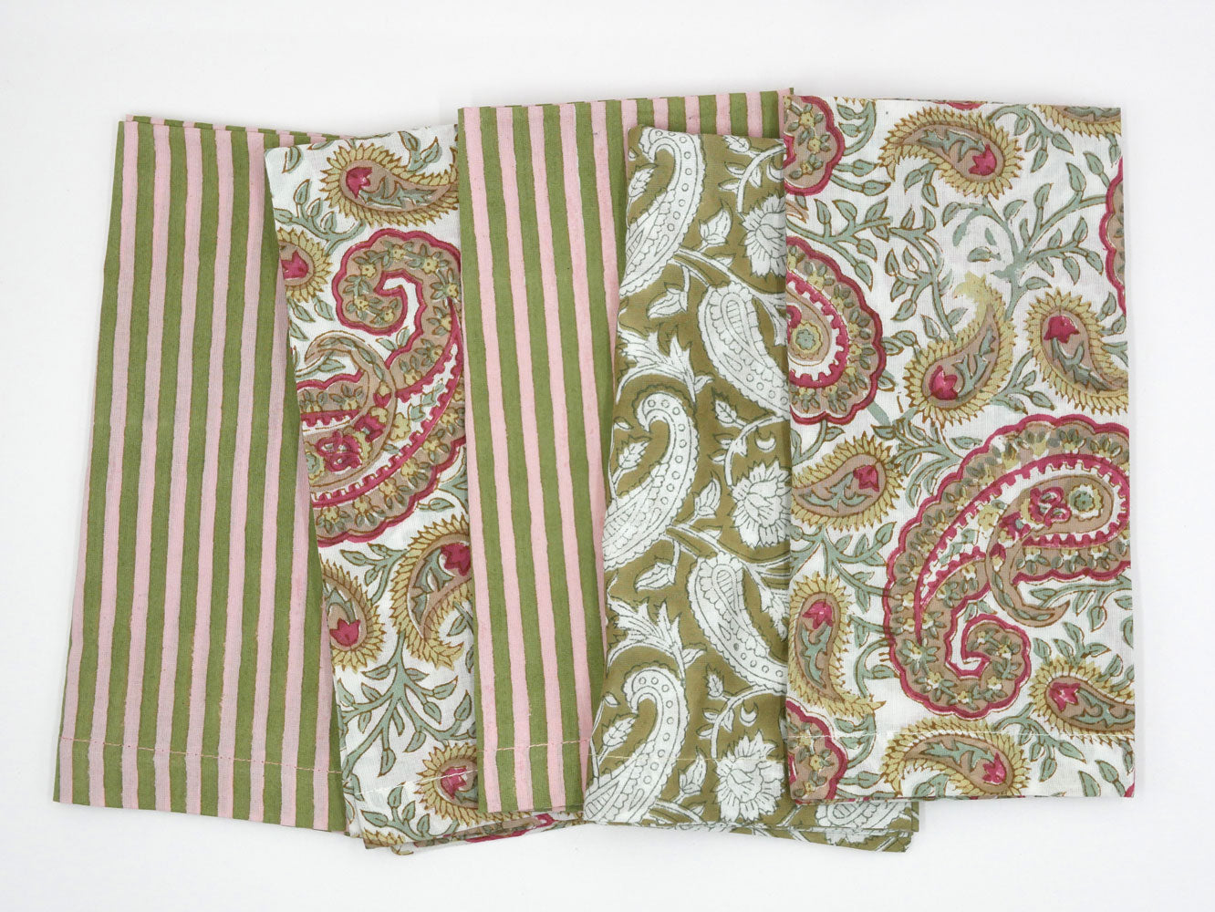 Blockprint Servietten "Paisley" - bunt (4er)