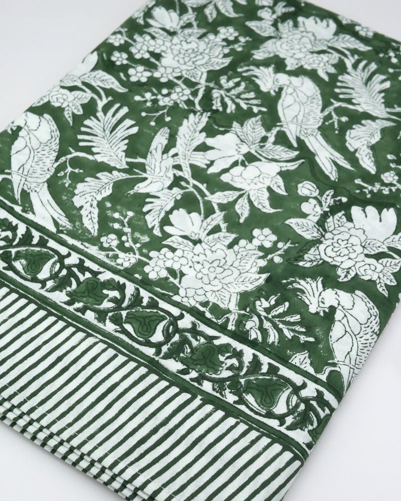 Blockprint Tischdecke "Parrot"