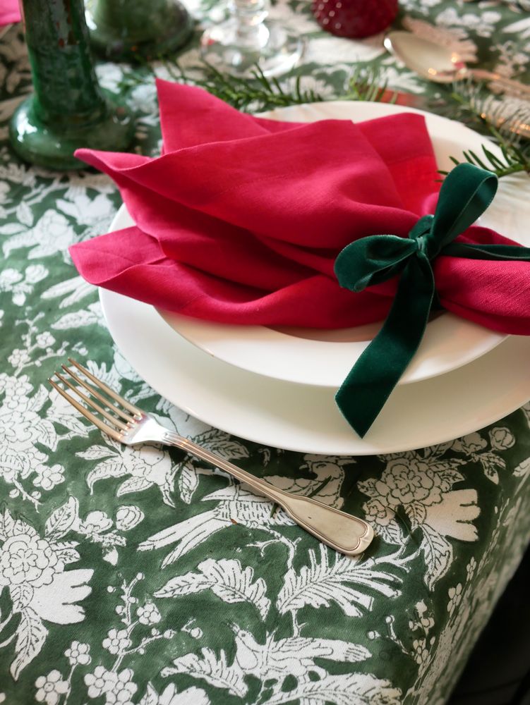 Blockprint Tischdecke "Parrot"