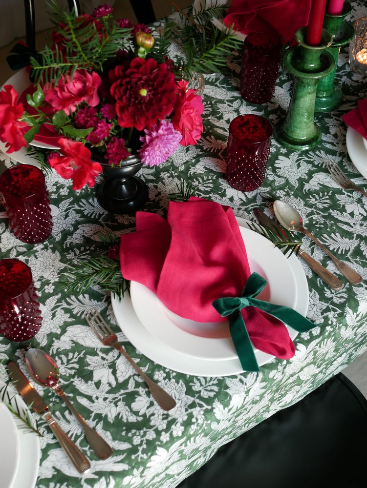 Blockprint Tischdecke "Parrot"