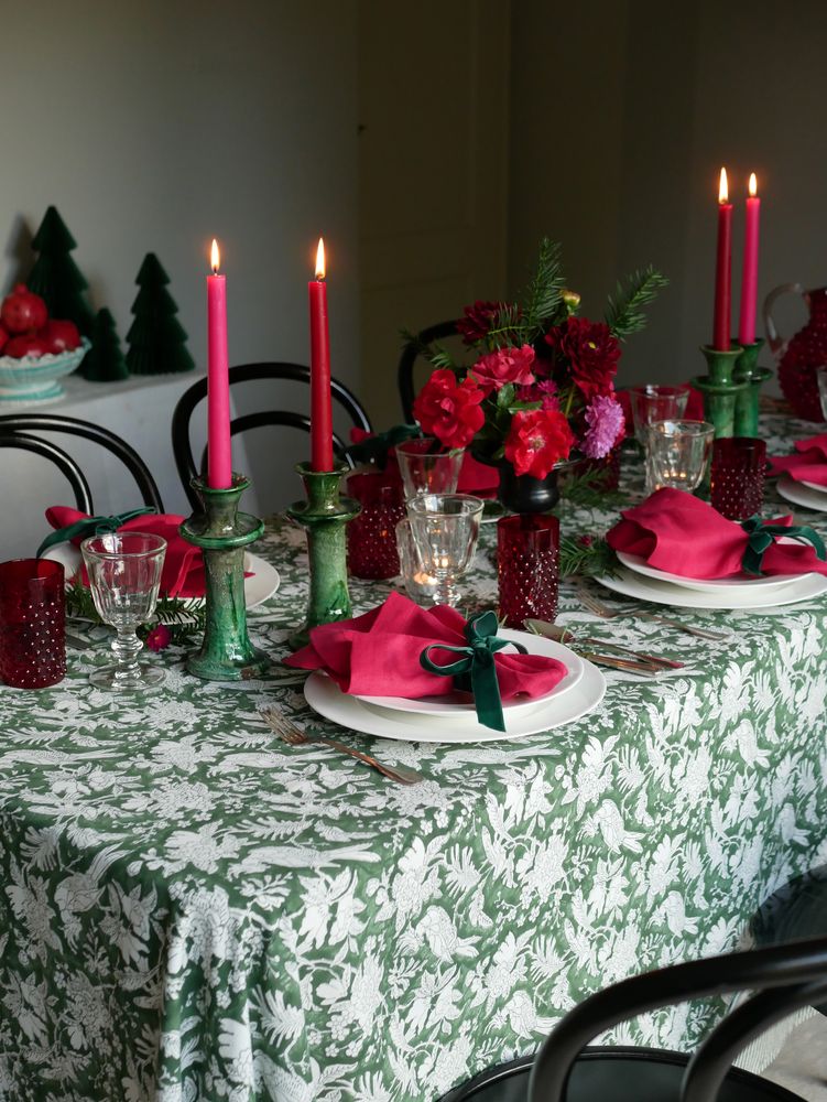 Blockprint Tischdecke "Parrot"