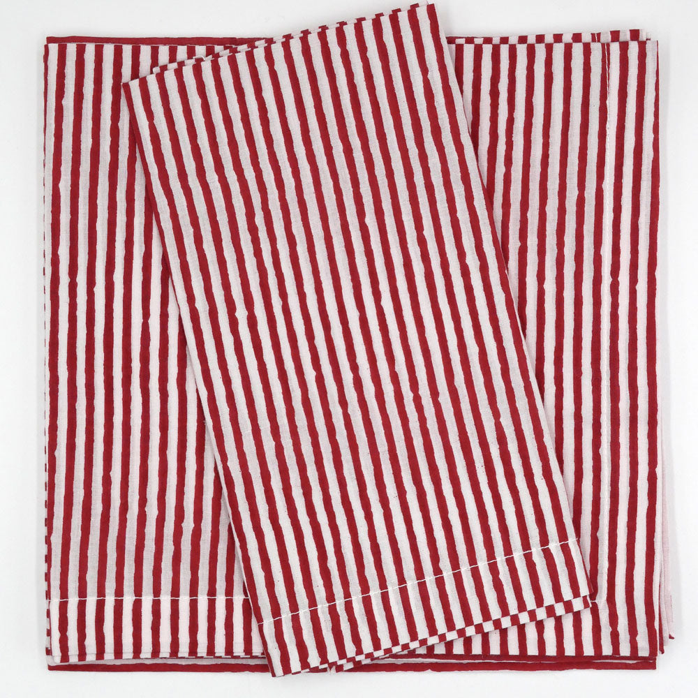 Blockprint Servietten "Riviera" rot (4er)