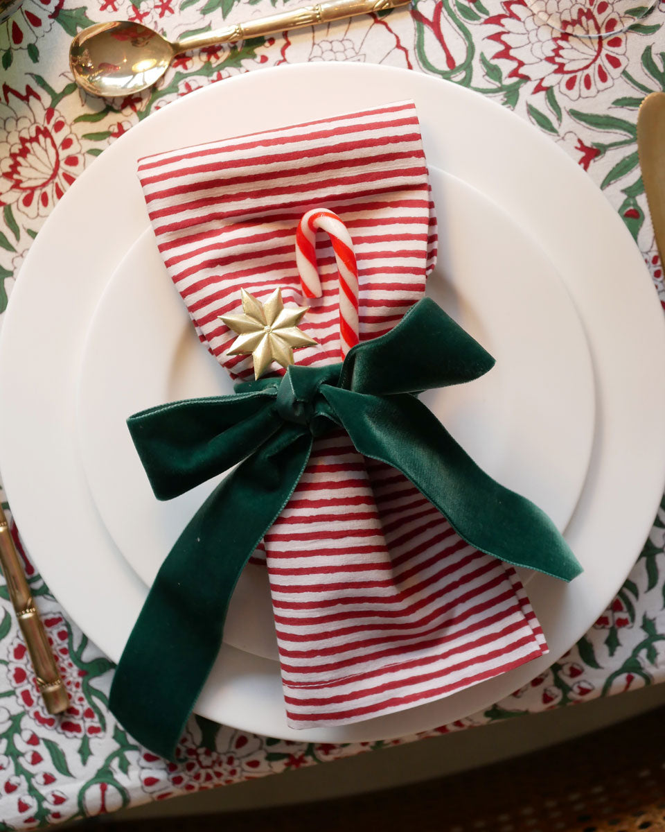 Blockprint Servietten "Riviera" rot (6er)