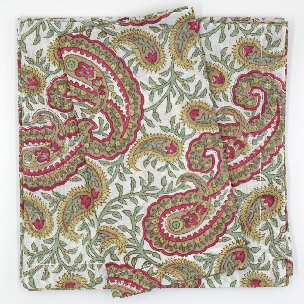 Blockprint Servietten "Paisley" - bunt (4er)