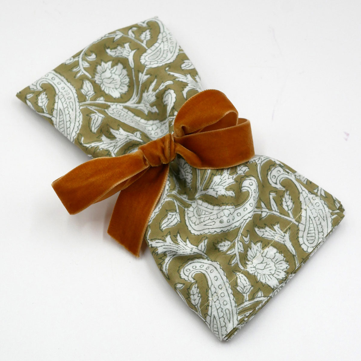 Blockprint Servietten "Paisley" - graugrün (4er)