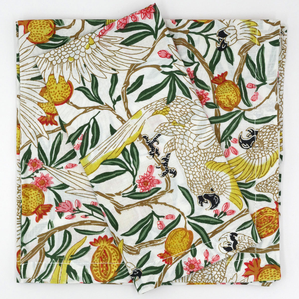 Blockprint Servietten "Tropicana" Weiß (6er)