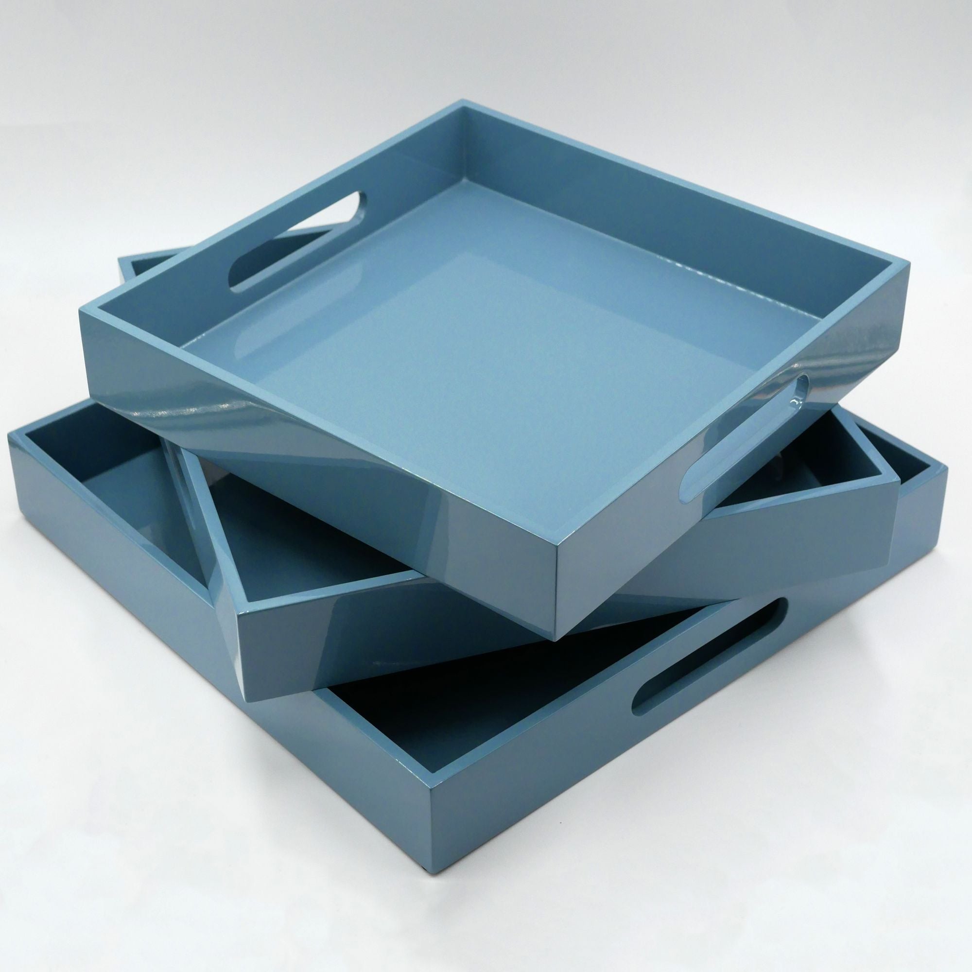 Lacktablett-Set quadratisch mit Griff & Quaste