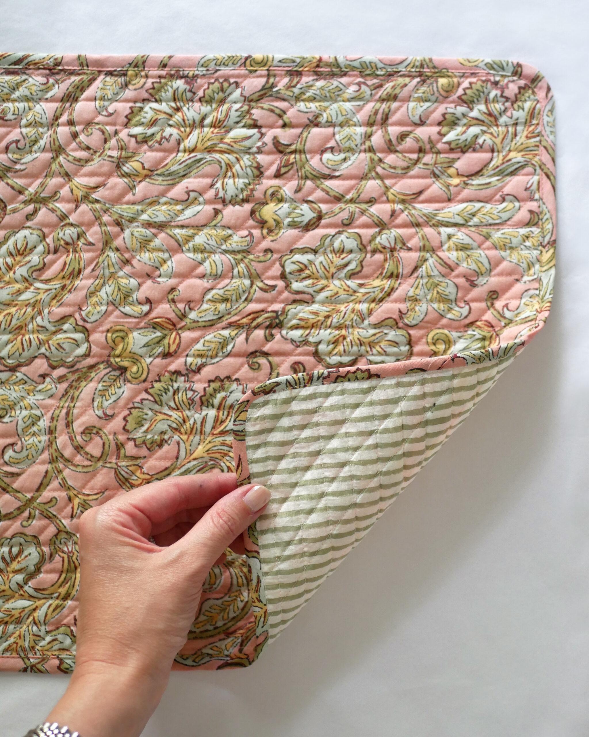 Tischsets abgesteppt rose Blueten