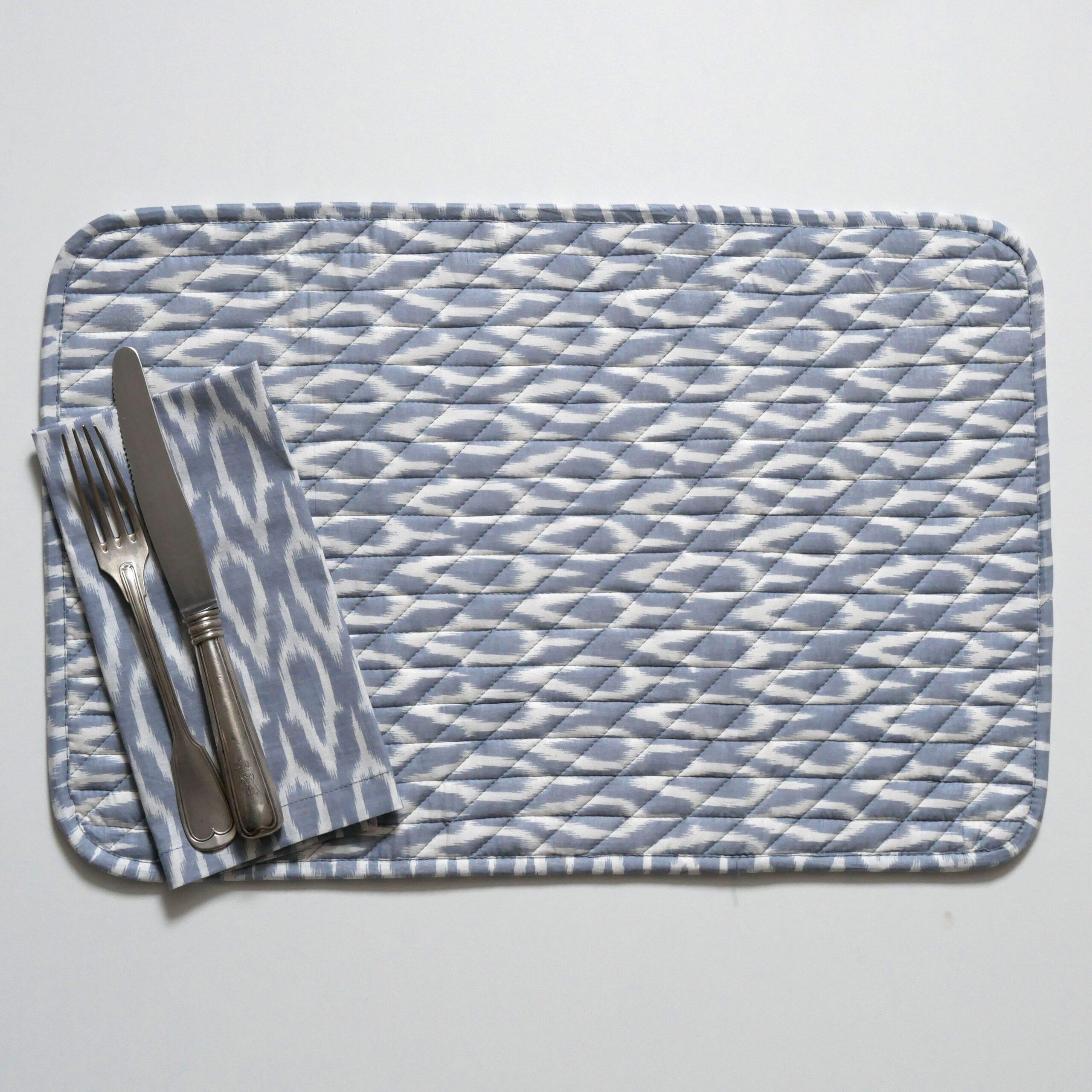 Abgesteppte Tischsets "Masala" Blaugrau - Zweier-Set