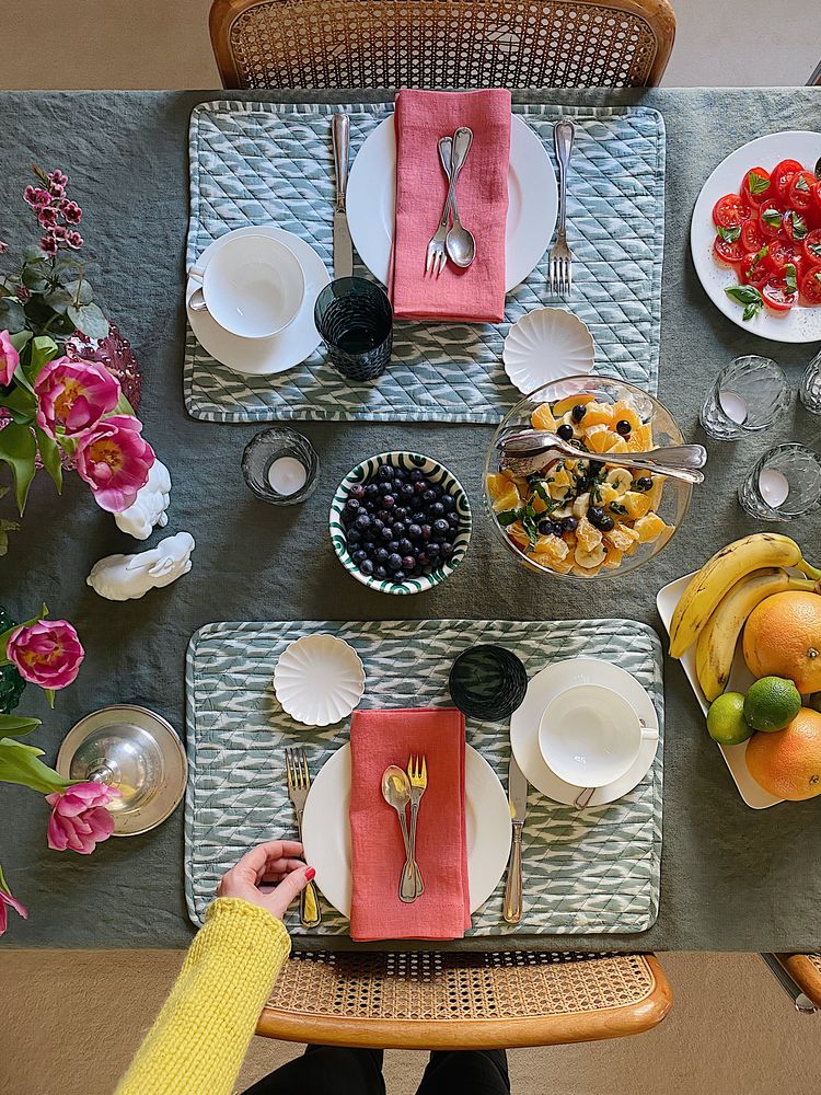 Tischsets abgesteppt Ikat Fruehstueck