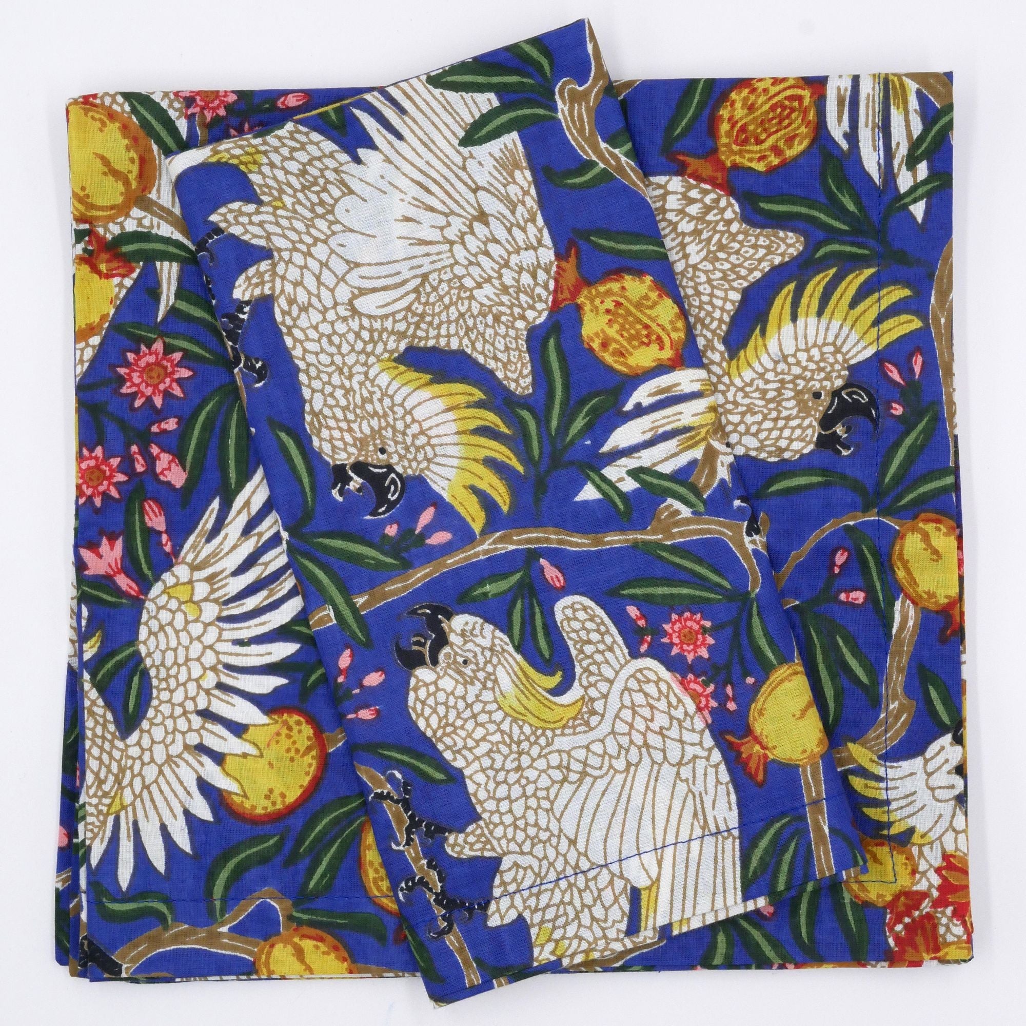 Blockprint Servietten "Tropicana" in Blau (6er)