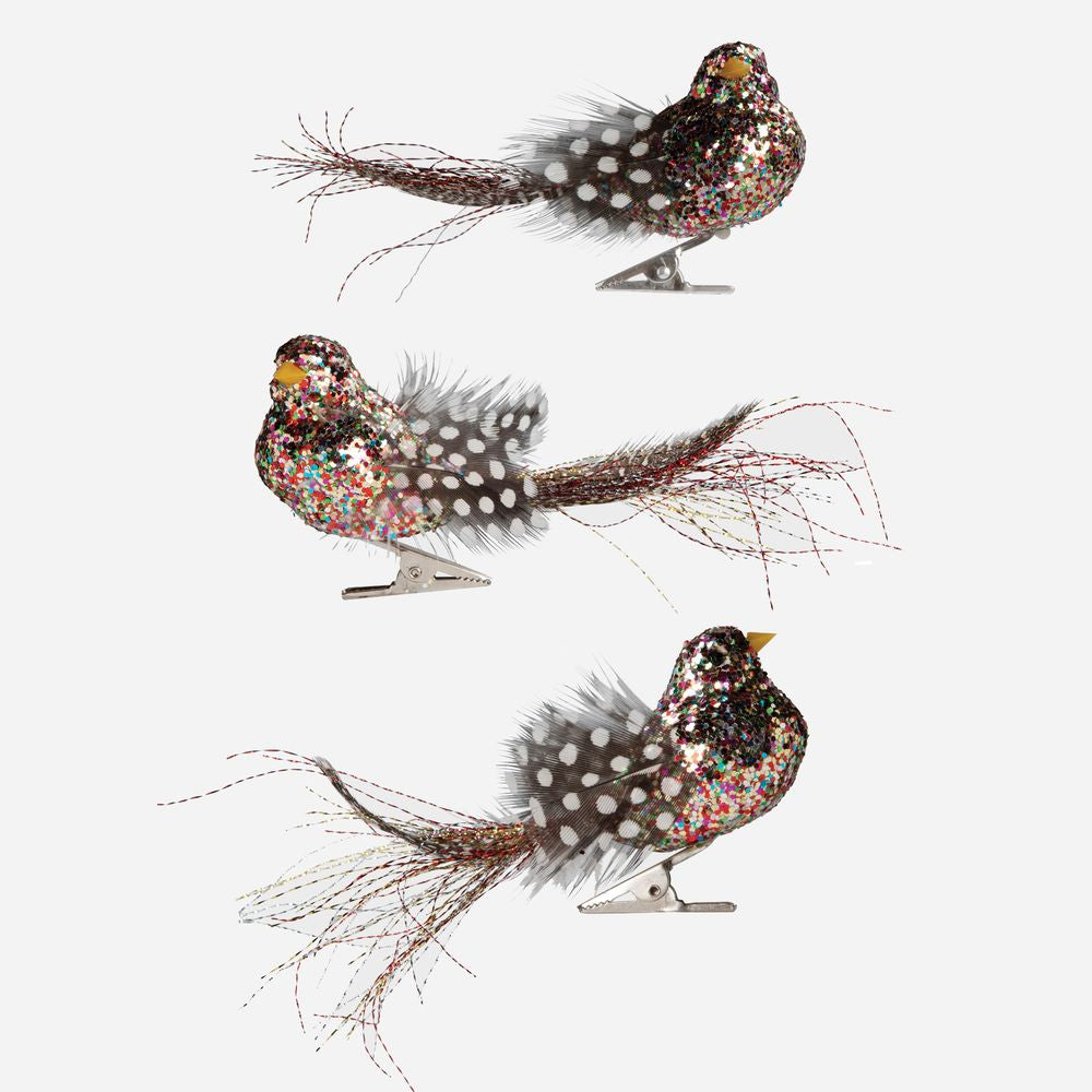 Glitzer-Vögelchen - Dreierset