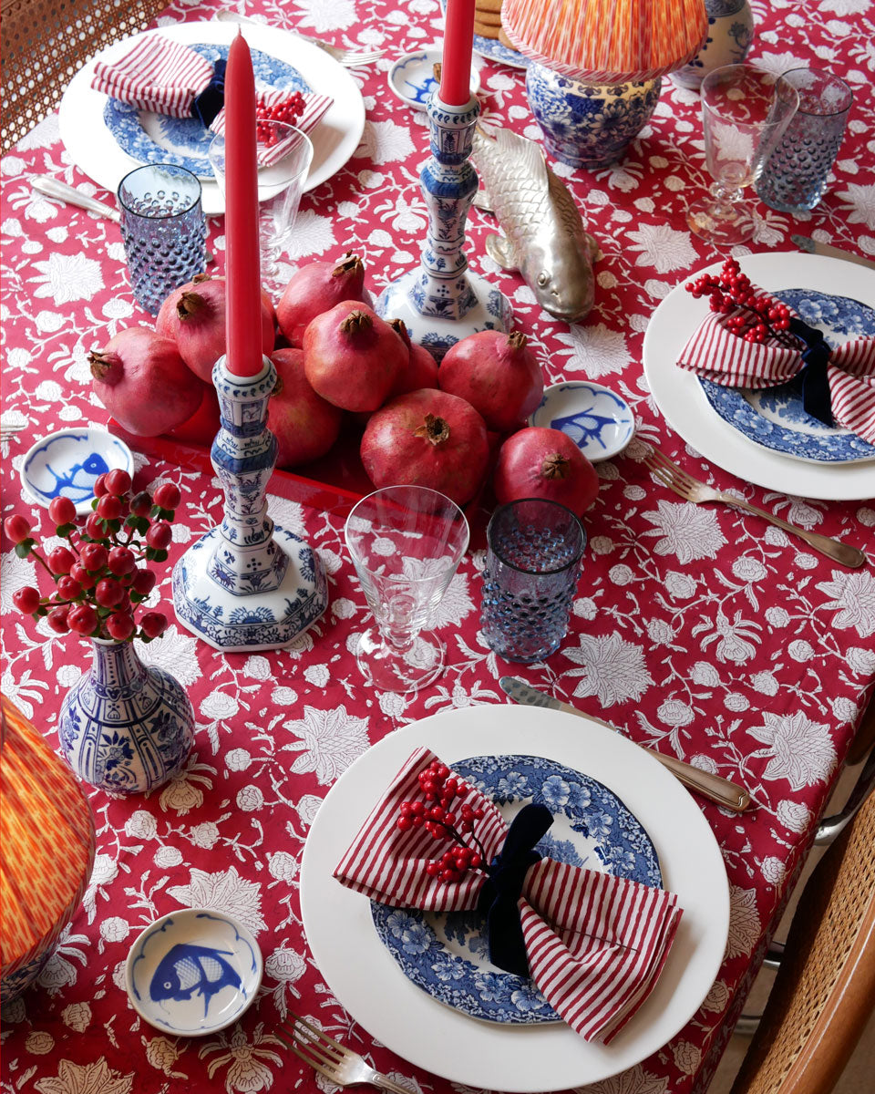 Blockprint Tischdecke "Rosso"