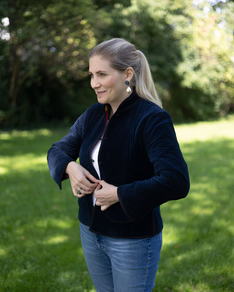 Samt-Jacke "Cosima" in Dunkelblau