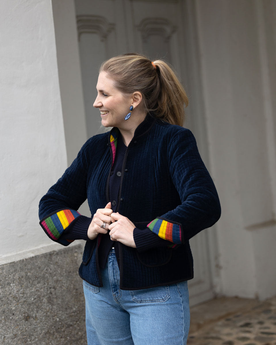 Samt-Jacke "Cosima" in Dunkelblau