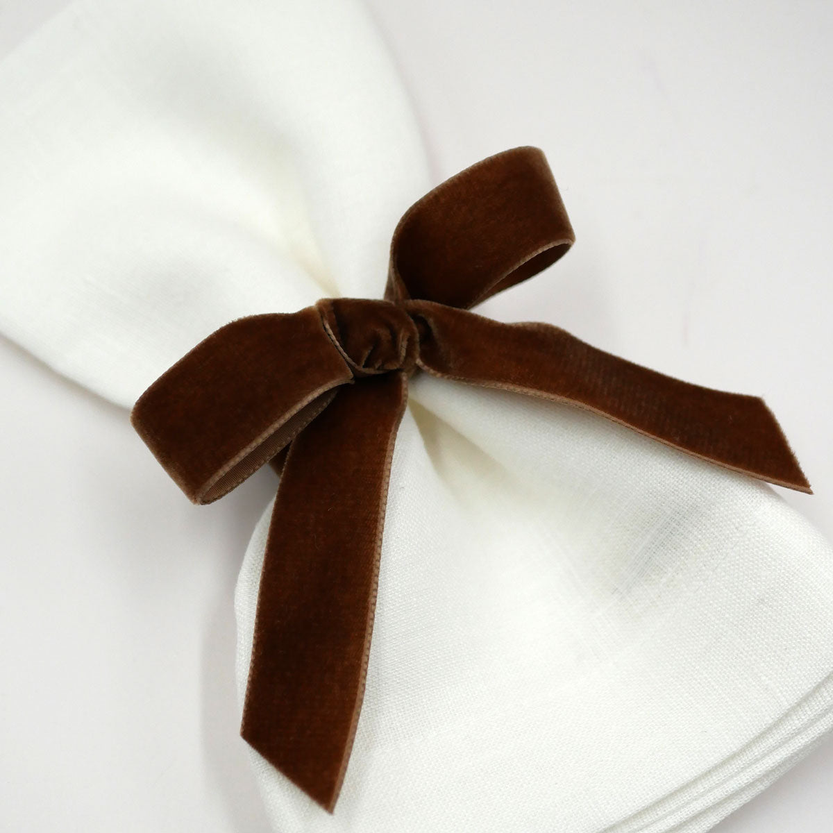 Samtschleifen Kaffeebraun - Serviettenbänder (4er)