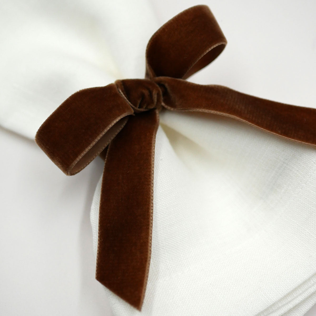 Samtschleifen Kaffeebraun - Serviettenbänder (4er)