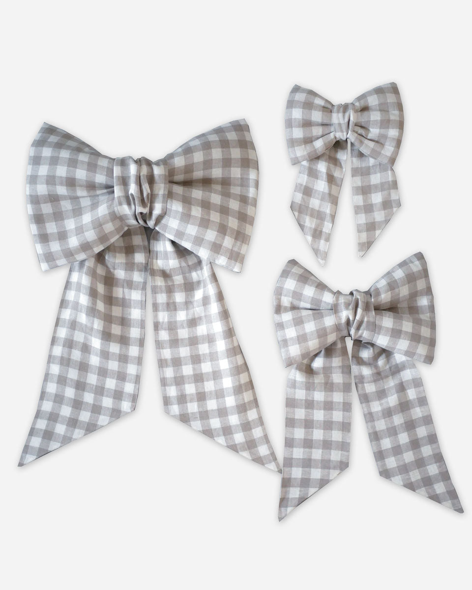 Extra große Schleife - beige kariert