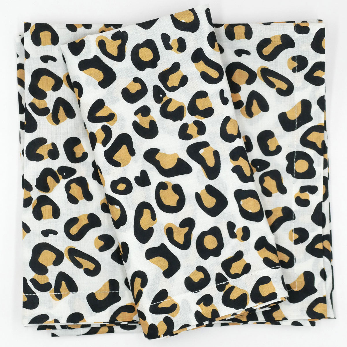 Blockprint Servietten "Leopard" weiß (4er)