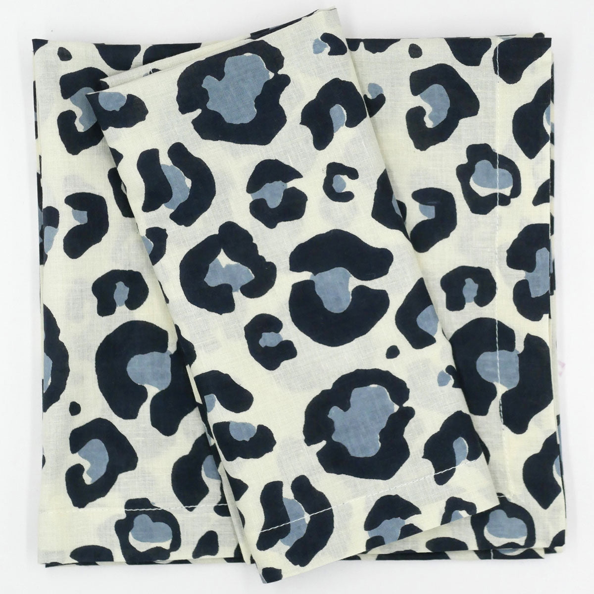 Blockprint Servietten "Leopard" graublau (6er)