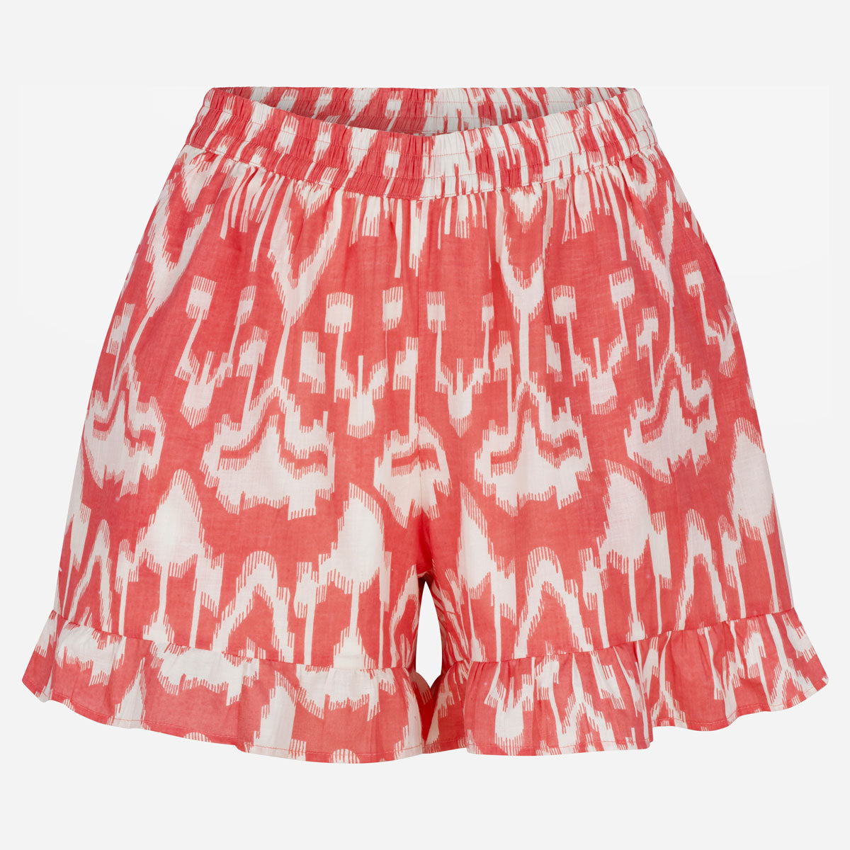 Shorts "Eleni" mit Ikatmuster in Korall