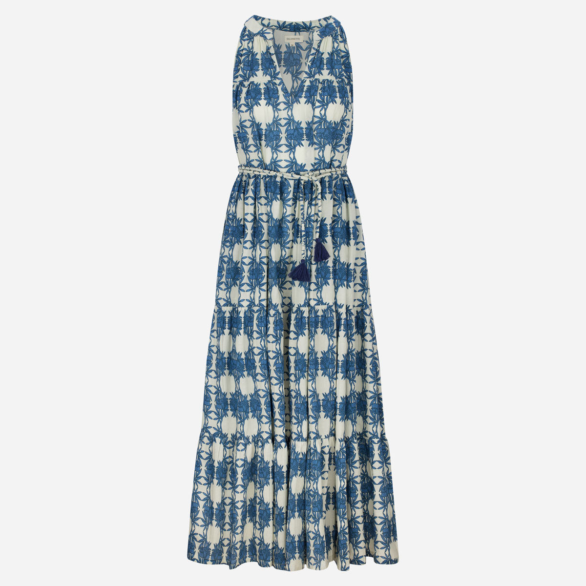 Sommerkleid "Lilian" mit Blättermuster in Blau