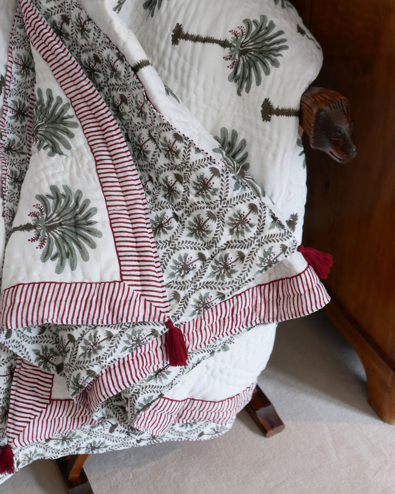 Blockprint Tagesdecke mit Palmen