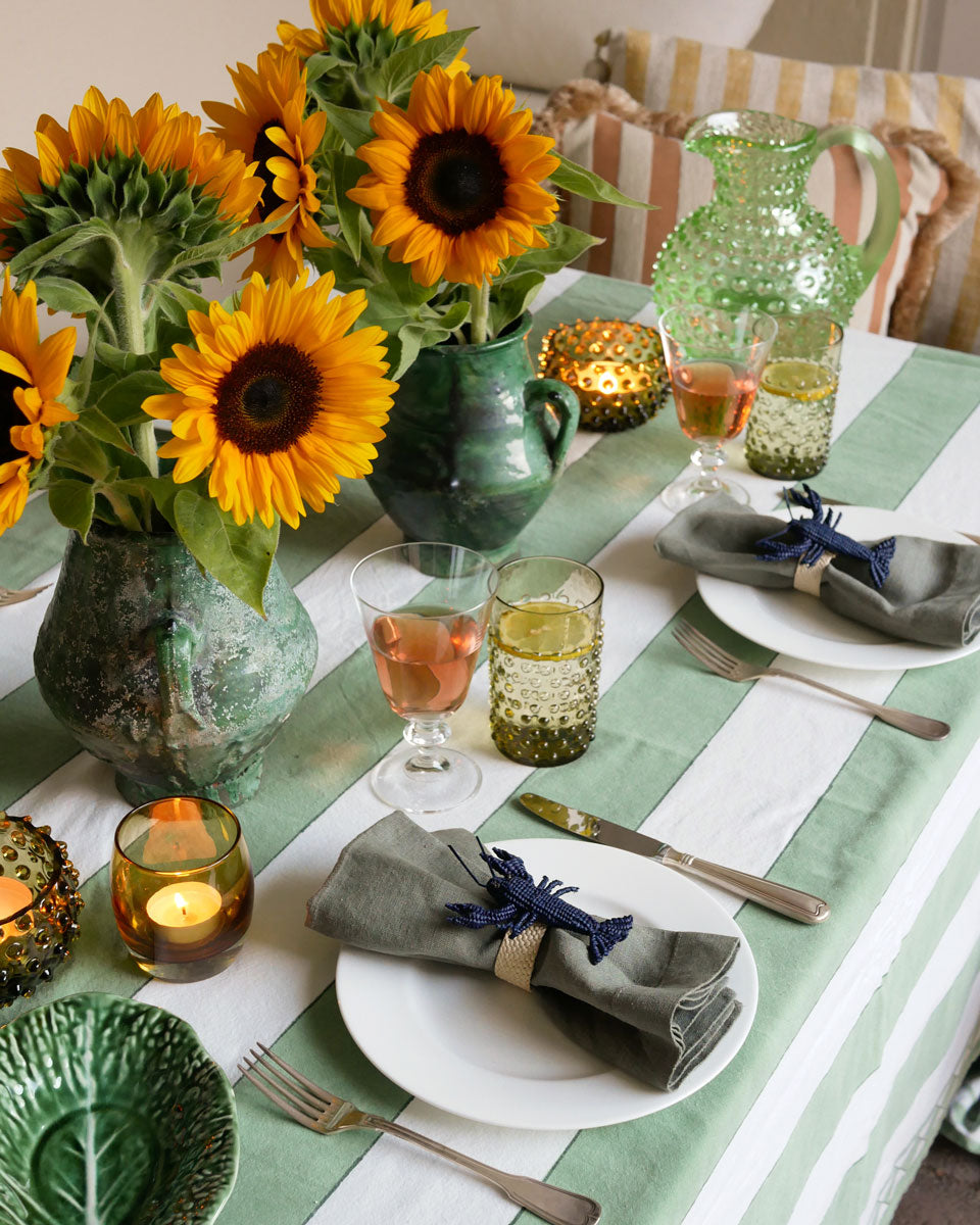 Blockstreifen Tischdecke "Lancelot" in Grün