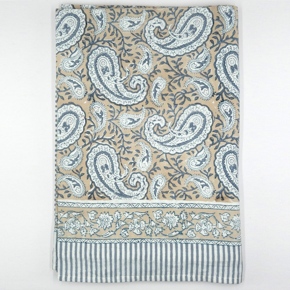 Blockprint Tischdecke "Paisley Blue"