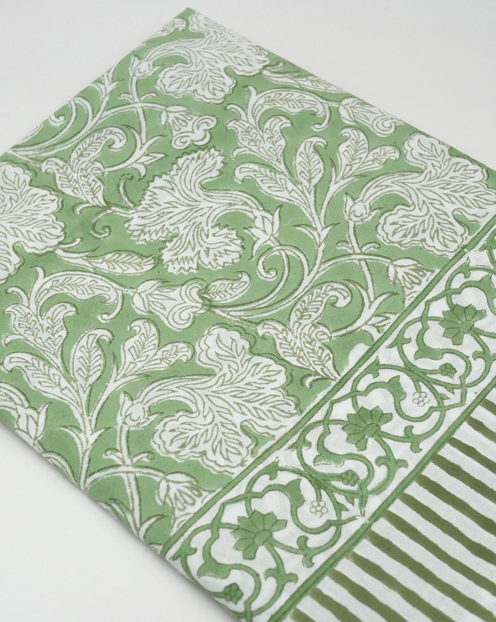 Blockprint Tischdecke "Green Tea"