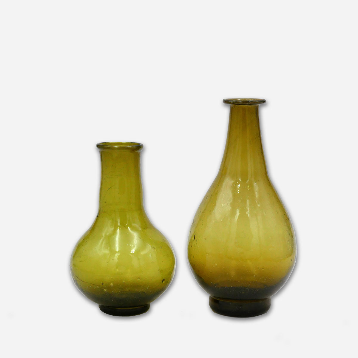 Tischvasen-Set aus Glas in Olivgrün