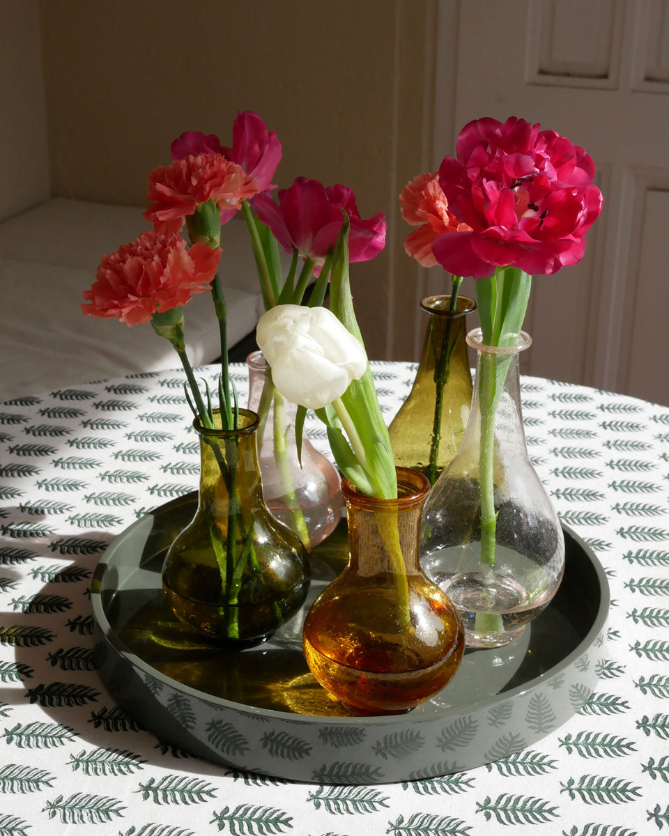 Tischvasen-Set aus Glas in Olivgrün