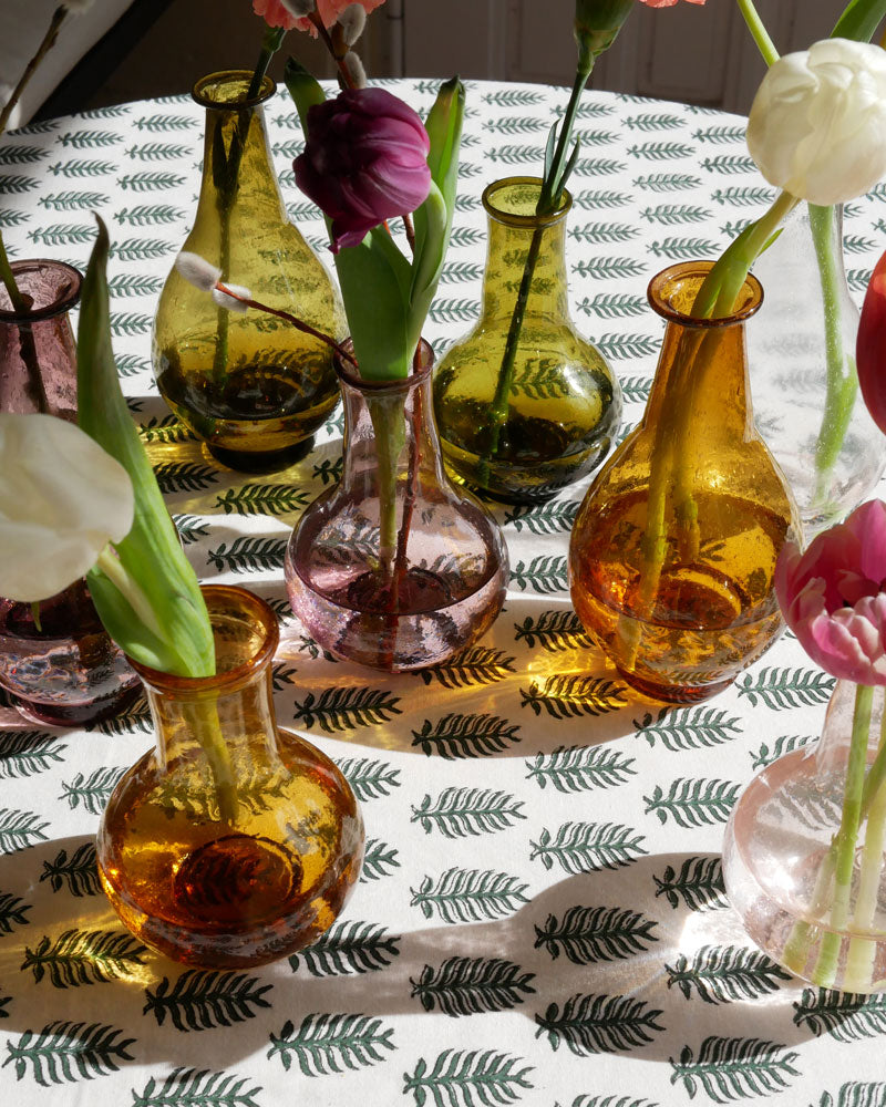 Tischvasen-Set aus Glas in Olivgrün