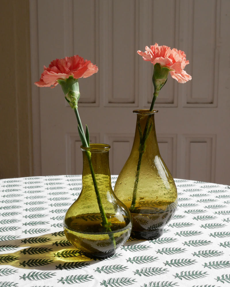 Tischvasen-Set aus Glas in Olivgrün