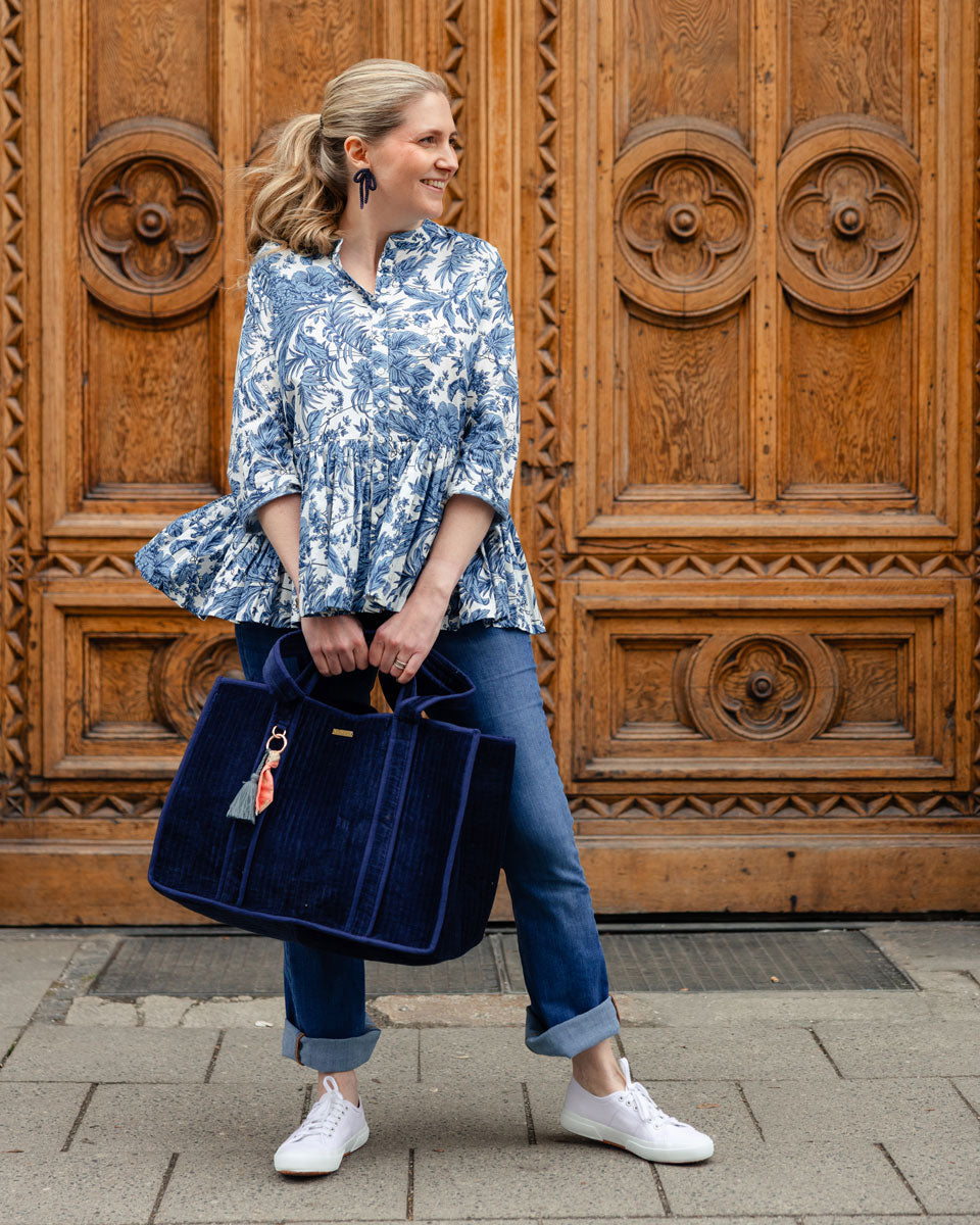 Tote Bag aus Samt - dunkelblau