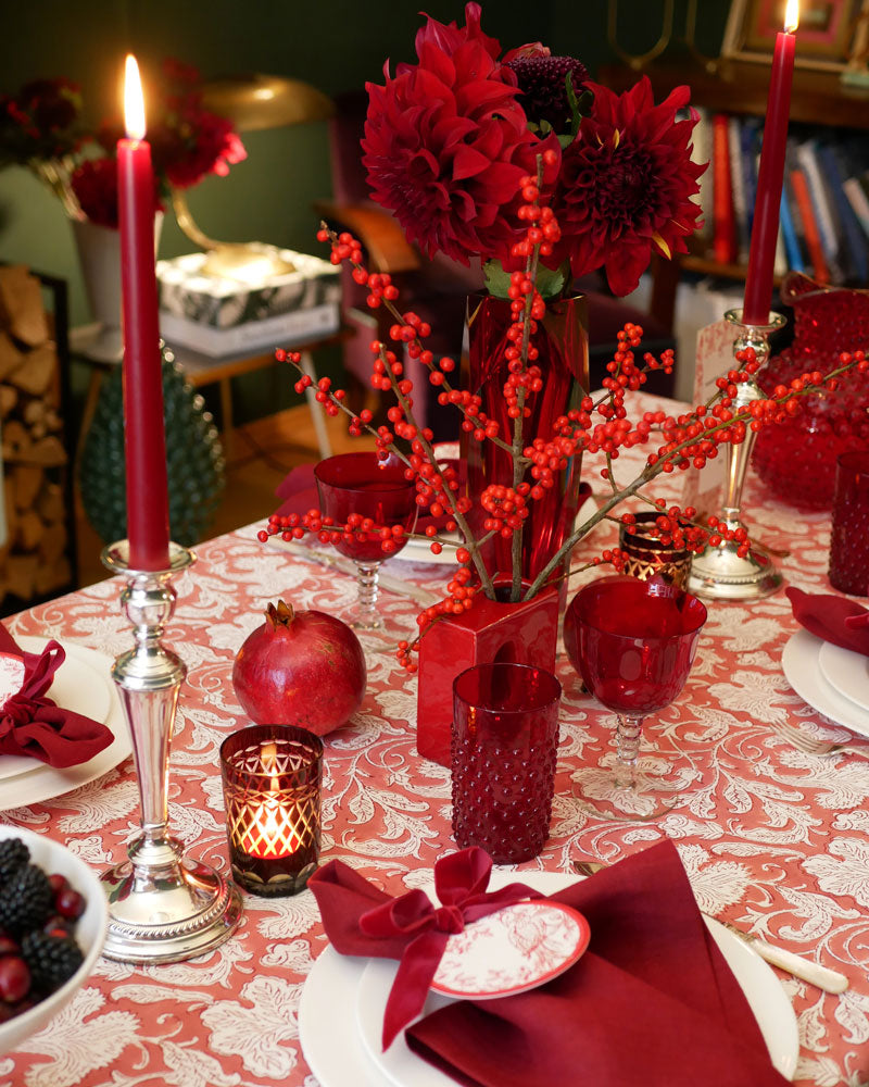 Blockprint Tischdecke "Rosy Tea"