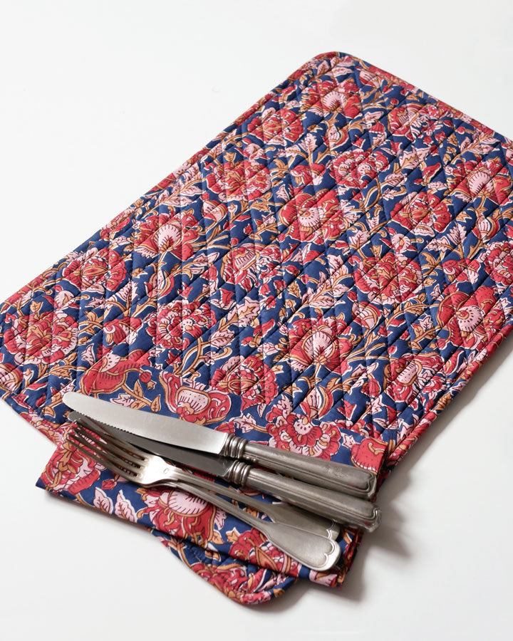 Abgesteppte Tischsets "Velluto" dunkelblau - Zweier-Set