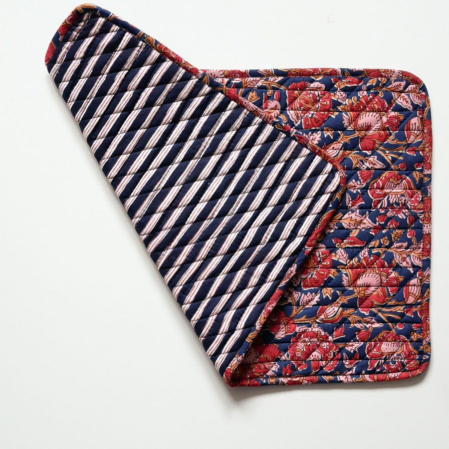 Abgesteppte Tischsets "Velluto" dunkelblau - Zweier-Set