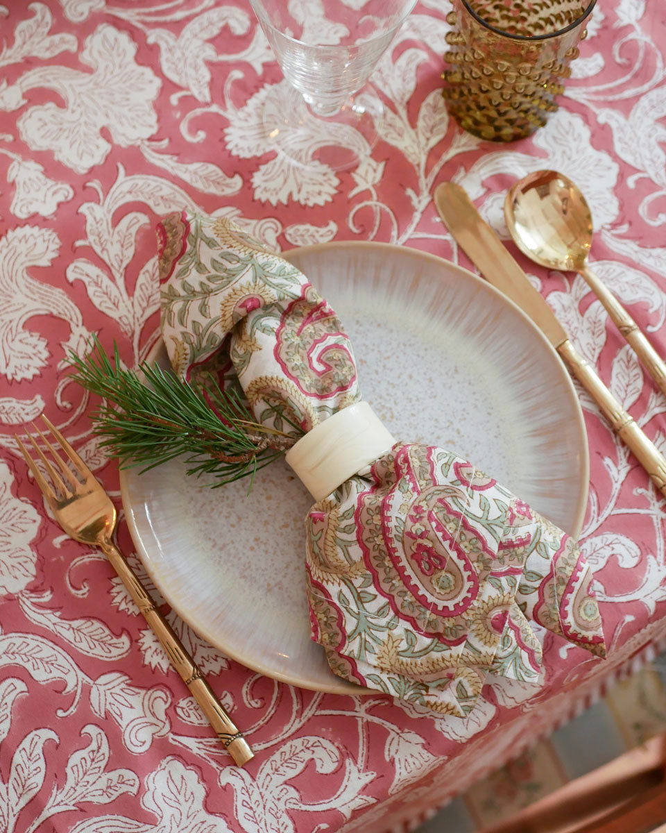 Blockprint Servietten "Paisley" - bunt (4er)