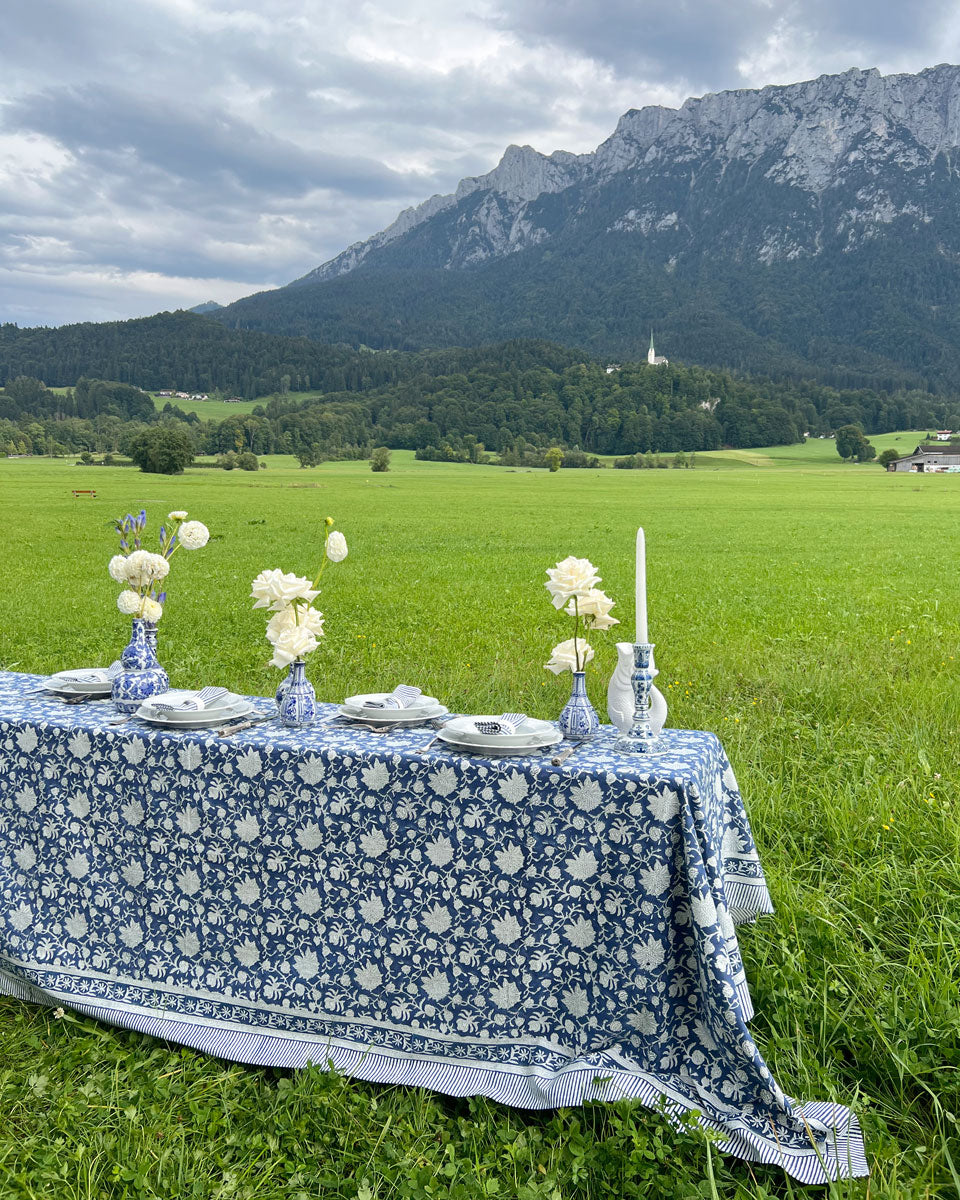 Blockprint Tischdecke "Rhapsody in blue"