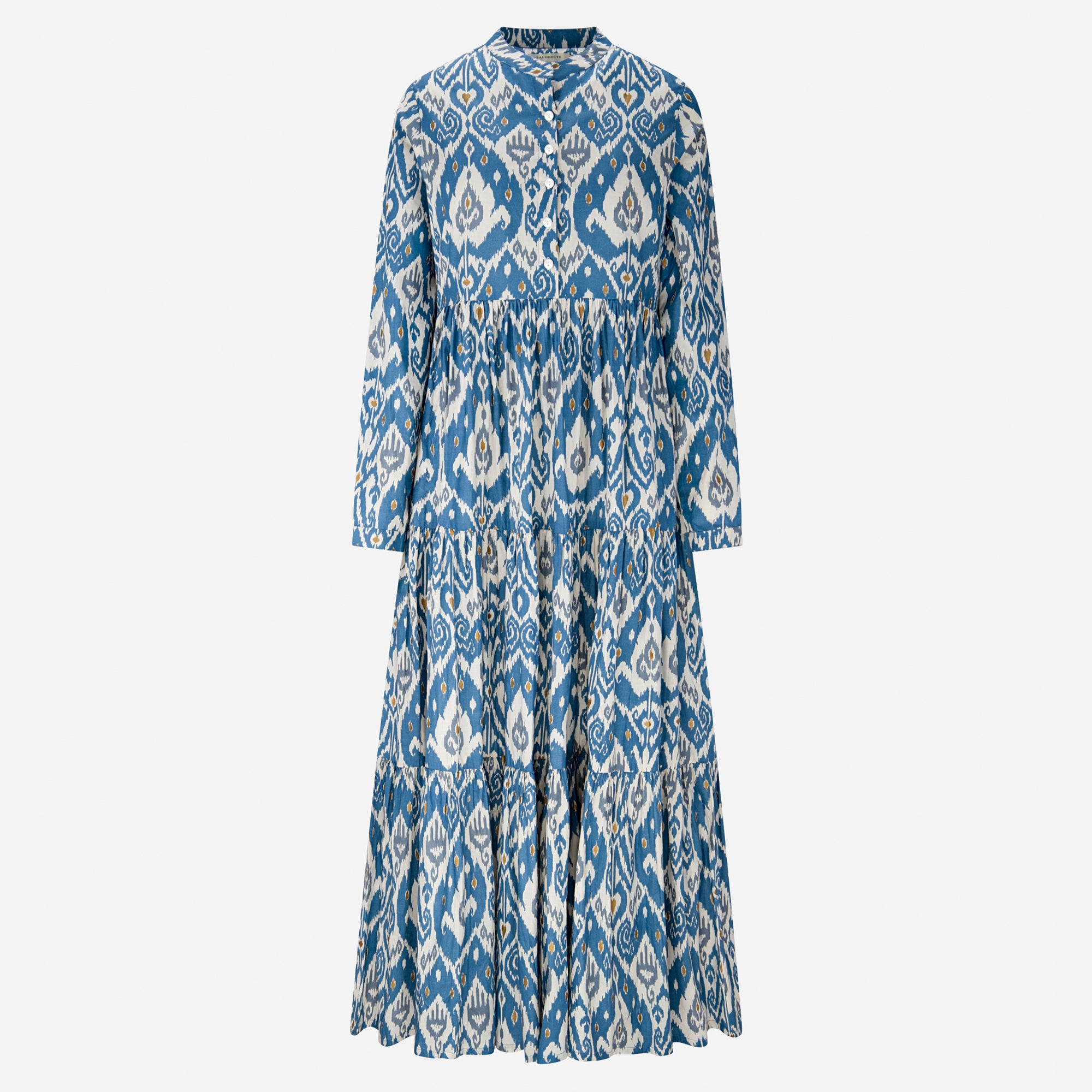 Letzte Größen: Maxikleid "Maxima" in blauem Ikat