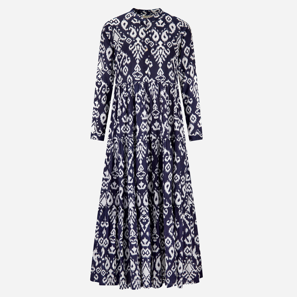 Maxikleid "Maxima" in dunkelblauem Ikat